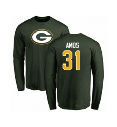 Football Green Bay Packers #31 Adrian Amos Green Name & Number Logo Long Sleeve T-Shirt