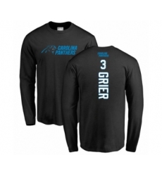 Football Carolina Panthers #3 Will Grier Black Backer Long Sleeve T-Shirt
