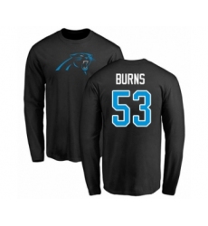 Football Carolina Panthers #53 Brian Burns Black Name & Number Logo Long Sleeve T-Shirt