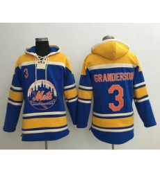 Men's New York Mets #3 Curtis Granderson Blue With Orange Baseball MLB Hoodie