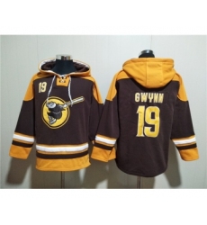 Men's San Diego Padres #19 Tony Gwynn Brown Gold Ageless Must-Have Lace-Up Pullover Hoodie