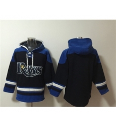 Men's Tampa Bay Rays Blank Black Blue Lace-Up Pullover Hoodie