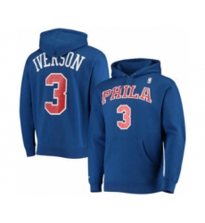 Men's Philadelphia 76ers #3 Allen Iverson 2021 Blue Pullover Basketball Hoodie