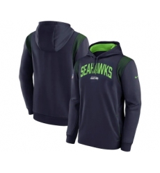 Mens Seattle Seahawks College Navy Sideline Stack Performance Pullover Hoodie