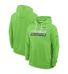 Men's Seattle Seahawks Neon Green Sideline Standard Issue Top Prospect Dri-FIT Hoodie