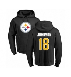 Pittsburgh Steelers #18 Diontae Johnson Black Name & Number Logo Pullover Hoodie