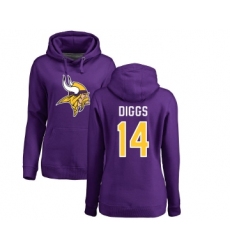 Football Women's Minnesota Vikings #14 Stefon Diggs Purple Name & Number Logo Pullover Hoodie