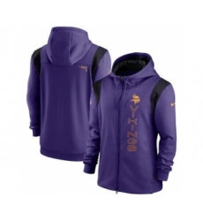 Men's Minnesota Vikings 2021 Purple Sideline Team Performance Full-Zip Hoodie