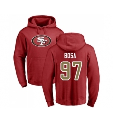 Football San Francisco 49ers #97 Nick Bosa Red Name & Number Logo Pullover Hoodie