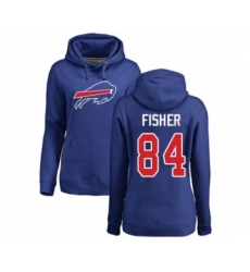 Football Women's Buffalo Bills #84 Jake Fisher Royal Blue Name & Number Logo Pullover Hoodie