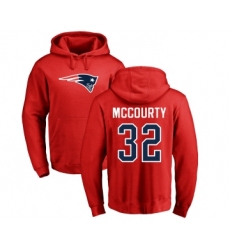 Football New England Patriots #32 Devin McCourty Red Name & Number Logo Pullover Hoodie