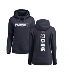 Football Women's New England Patriots #23 Patrick Chung Navy Blue Backer Pullover Hoodie