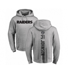 Football Oakland Raiders #31 Isaiah Johnson Ash Backer Pullover Hoodie