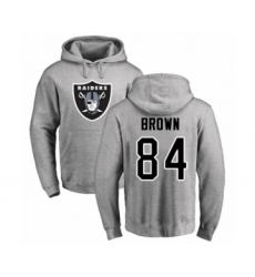 Football Oakland Raiders #84 Antonio Brown Ash Name & Number Logo Pullover Hoodie