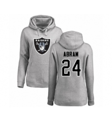 Football Women's Oakland Raiders #24 Johnathan Abram Ash Name & Number Logo Pullover Hoodie