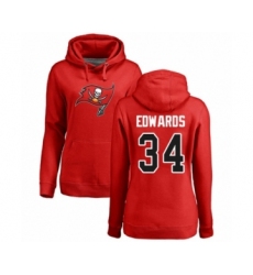 Football Women's Tampa Bay Buccaneers #34 Mike Edwards Red Name & Number Logo Pullover Hoodie