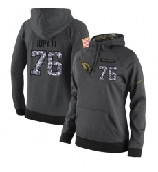 NFL Women Nike Arizona Cardinals #76 Mike Iupati Stitched Black Anthracite Salute to Service Player Performance Hoodie
