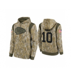 Men's Kansas City Chiefs #10 Tyreek Hill Camo 2021 Salute To Service Therma Performance Pullover Football Hoodie