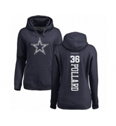 Football Women's Dallas Cowboys #36 Tony Pollard Navy Blue Backer Pullover Hoodie