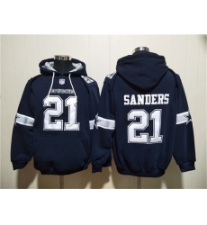 Men's Dallas Cowboys #21 Barry Sanders Navy Ageless Must-Have Lace-Up Pullover Hoodie