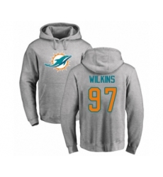 Football Miami Dolphins #97 Christian Wilkins Ash Name & Number Logo Pullover Hoodie