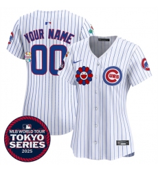 Women's Chicago Cubs ACTIVE PLAYER Custom White 2025 Tokyo Series Limited Stitched Baseball Jersey(Run Small)