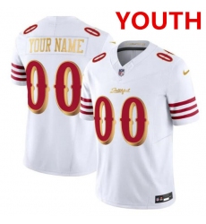 Youth San Francisco 49ers ACTIVE PLAYER Custom White Gold 2025 F.U.S.E. “Rivalries” Vapor Limited Football Stitched Jersey