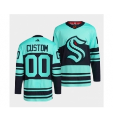 Men's Seattle Kraken Custom Ice Blue 2022-23 Reverse Retro Stitched Jersey