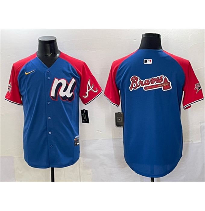 Men's National League Atlanta Braves Team Big Logo Blue Red Alternate 2025 All-Star Edition Limited Stitched Baseball Jersey