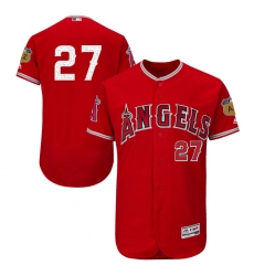 Men's Majestic Los Angeles Angels of Anaheim #27 Mike Trout Scarlet 2017 Spring Training Authentic Collection Flex Base MLB Jersey