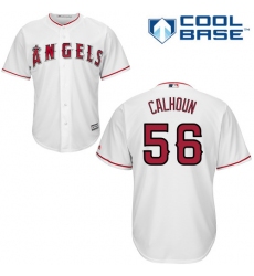 Youth Majestic Los Angeles Angels of Anaheim #56 Kole Calhoun Authentic White Home Cool Base MLB Jersey