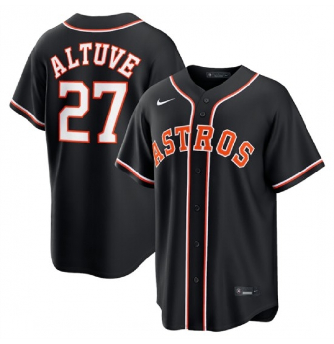 Men's Houston Astros #27 Jose Altuve 2026 Black Out Stitched Baseball Jersey