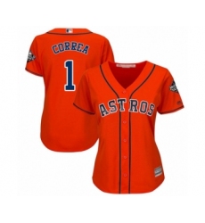 Women's Houston Astros #1 Carlos Correa Authentic Orange Alternate Cool Base 2019 World Series Bound Baseball Jersey