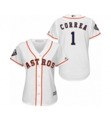 Women's Houston Astros #1 Carlos Correa Authentic White Home Cool Base 2019 World Series Bound Baseball Jersey