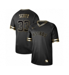 Men's Houston Astros #33 Mike Scott Authentic Black Gold Fashion Baseball Jersey