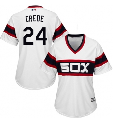 Women's Majestic Chicago White Sox #24 Joe Crede Authentic White 2013 Alternate Home Cool Base MLB Jersey
