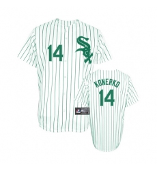 Men's Majestic Chicago White Sox #14 Paul Konerko Authentic White/Green Strip MLB Jersey