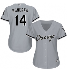 Women's Majestic Chicago White Sox #14 Paul Konerko Authentic Grey Road Cool Base MLB Jersey