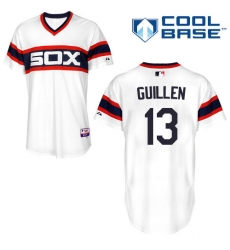 Men's Majestic Chicago White Sox #13 Ozzie Guillen Replica White 2013 Alternate Home Cool Base MLB Jersey