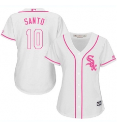Women's Majestic Chicago White Sox #10 Ron Santo Authentic White Fashion Cool Base MLB Jersey
