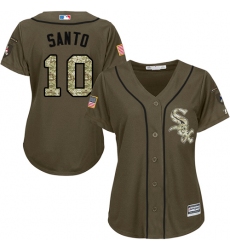 Women's Majestic Chicago White Sox #10 Ron Santo Replica Green Salute to Service MLB Jersey