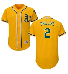 Men's Majestic Oakland Athletics #2 Tony Phillips Gold Alternate Flex Base Authentic Collection MLB Jersey