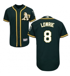 Men's Majestic Oakland Athletics #8 Jed Lowrie Green Alternate Flex Base Authentic Collection MLB Jersey