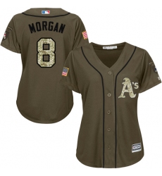 Women's Majestic Oakland Athletics #8 Joe Morgan Authentic Green Salute to Service MLB Jersey