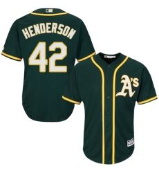 Youth Majestic Oakland Athletics #42 Dave Henderson Authentic Green Alternate 1 Cool Base MLB Jersey