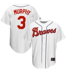 Men's Mitchell and Ness Atlanta Braves #3 Dale Murphy Replica White Throwback MLB Jersey