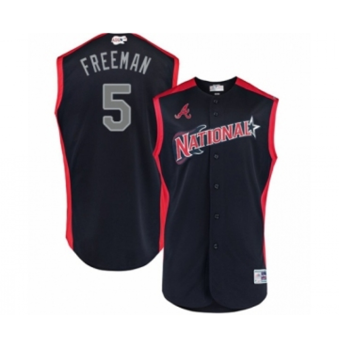 Youth Atlanta Braves #5 Freddie Freeman Authentic Navy Blue National League 2019 Baseball All-Star Jersey