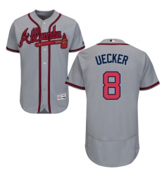Men's Majestic Atlanta Braves #8 Bob Uecker Grey Road Flex Base Authentic Collection MLB Jersey