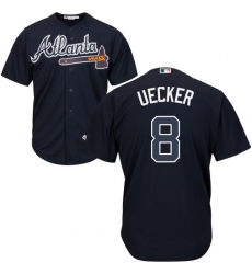 Youth Majestic Atlanta Braves #8 Bob Uecker Authentic Blue Alternate Road Cool Base MLB Jersey