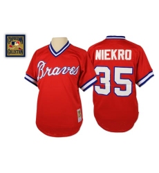Men's Mitchell and Ness 1980 Atlanta Braves #35 Phil Niekro Authentic Red Throwback MLB Jersey